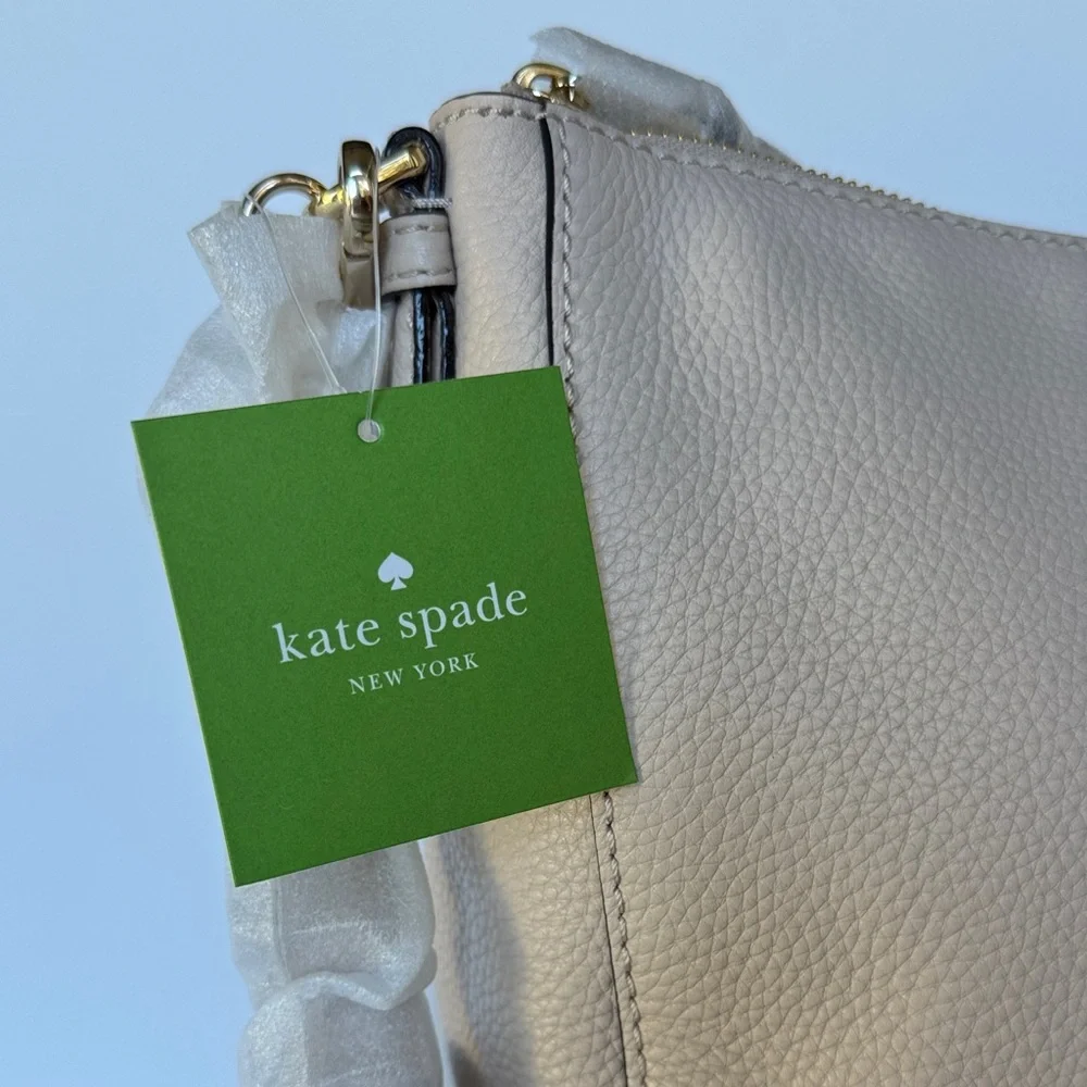 Kate Spade Jackson Street Mylie Hobo Crossbody Bag Cream Pebbled Leather - Picture 13 of 16